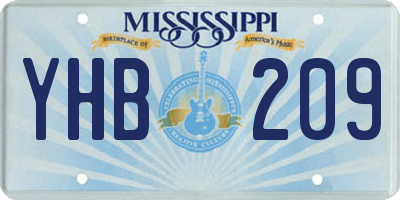 MS license plate YHB209