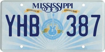 MS license plate YHB387