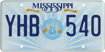 MS license plate YHB540