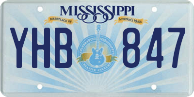 MS license plate YHB847