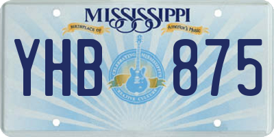 MS license plate YHB875