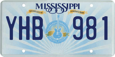 MS license plate YHB981