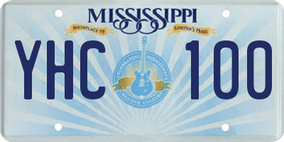 MS license plate YHC100