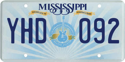 MS license plate YHD092