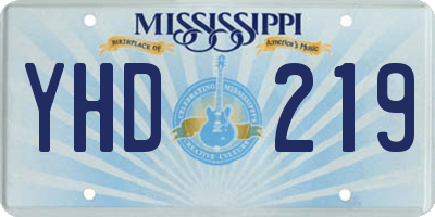 MS license plate YHD219