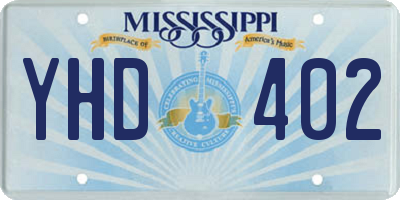 MS license plate YHD402