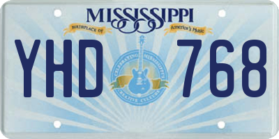 MS license plate YHD768