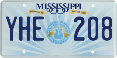 MS license plate YHE208