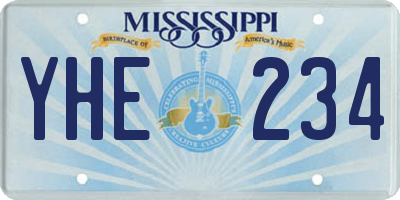 MS license plate YHE234