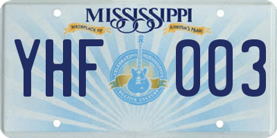 MS license plate YHF003