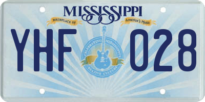 MS license plate YHF028