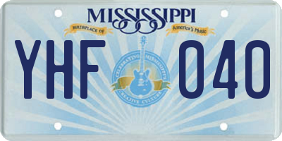 MS license plate YHF040