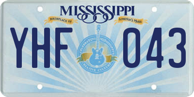 MS license plate YHF043