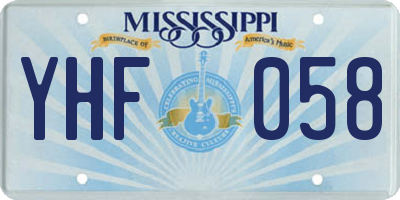 MS license plate YHF058