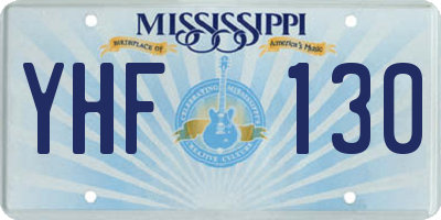 MS license plate YHF130