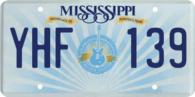 MS license plate YHF139