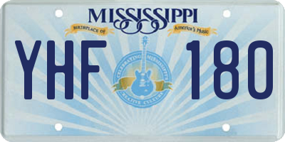 MS license plate YHF180