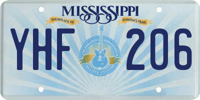 MS license plate YHF206