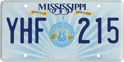 MS license plate YHF215