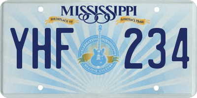 MS license plate YHF234
