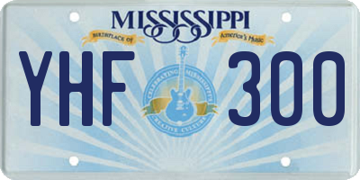 MS license plate YHF300