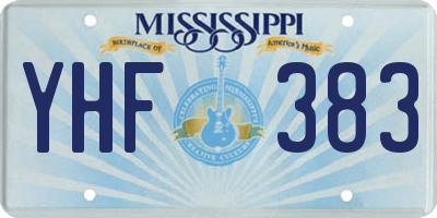 MS license plate YHF383