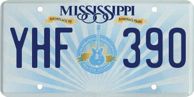 MS license plate YHF390