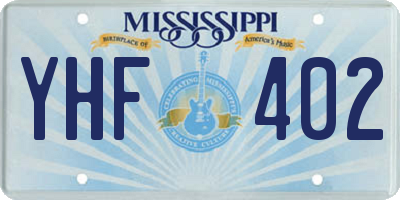 MS license plate YHF402