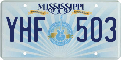 MS license plate YHF503