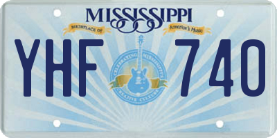 MS license plate YHF740