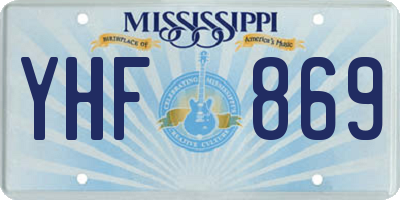 MS license plate YHF869