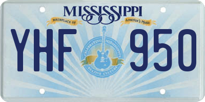 MS license plate YHF950