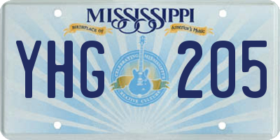 MS license plate YHG205