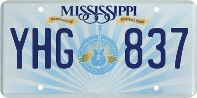 MS license plate YHG837