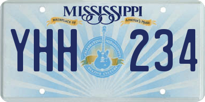 MS license plate YHH234