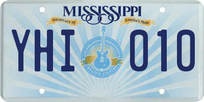MS license plate YHI010