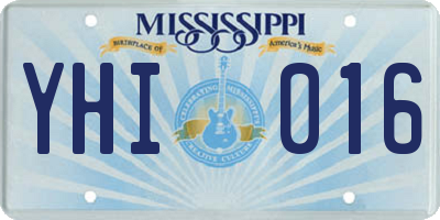MS license plate YHI016