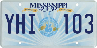 MS license plate YHI103