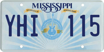 MS license plate YHI115