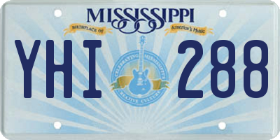 MS license plate YHI288