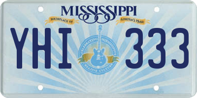 MS license plate YHI333