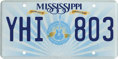 MS license plate YHI803