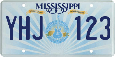 MS license plate YHJ123