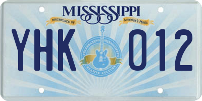 MS license plate YHK012