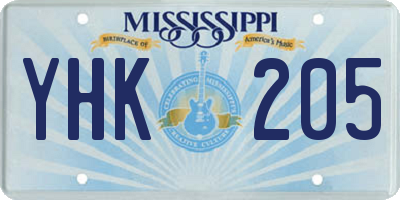 MS license plate YHK205