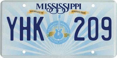 MS license plate YHK209