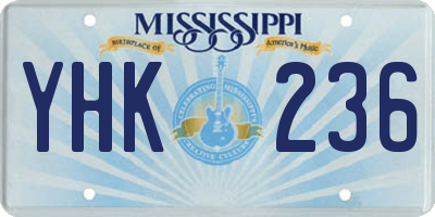 MS license plate YHK236