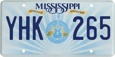 MS license plate YHK265