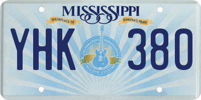 MS license plate YHK380