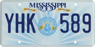 MS license plate YHK589